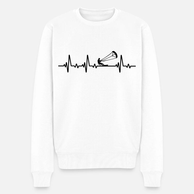 Kitesurf Heartbeat Kitesurf - Pull Premium bio Homme - blanc