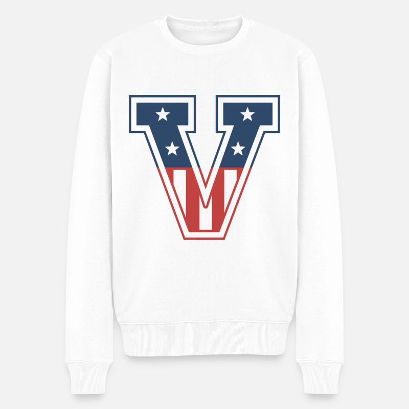 Buchstabe V USA - Männer Premium Bio Pullover - Weiß