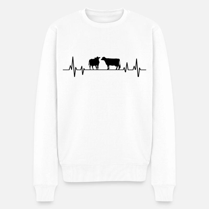 kühe Herzschlag t-shirt kuh kühe - Männer Premium Bio Pullover - Weiß