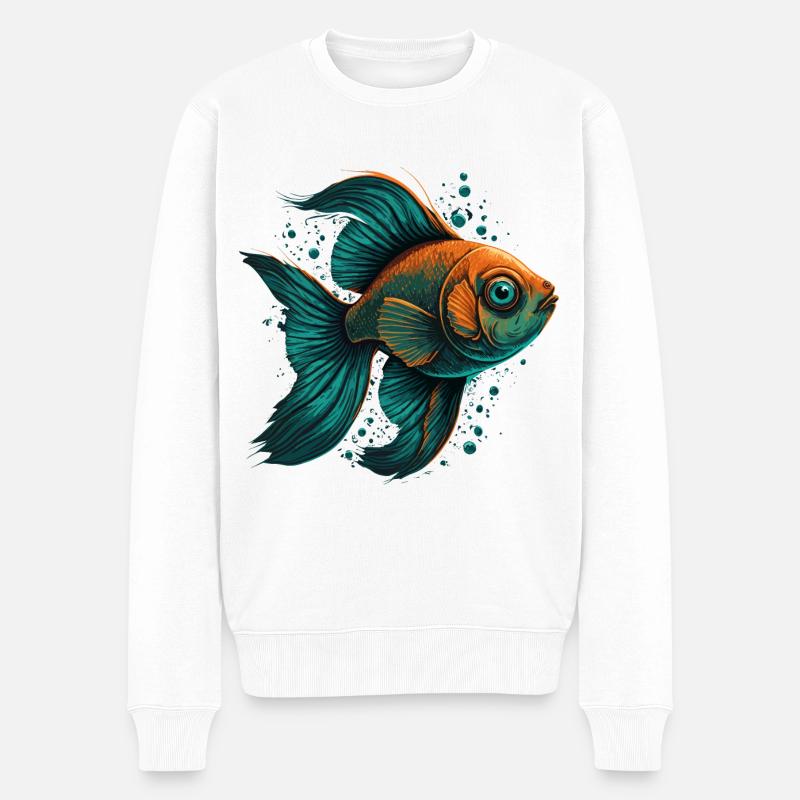 Fischauge - Männer Premium Bio Pullover - Weiß
