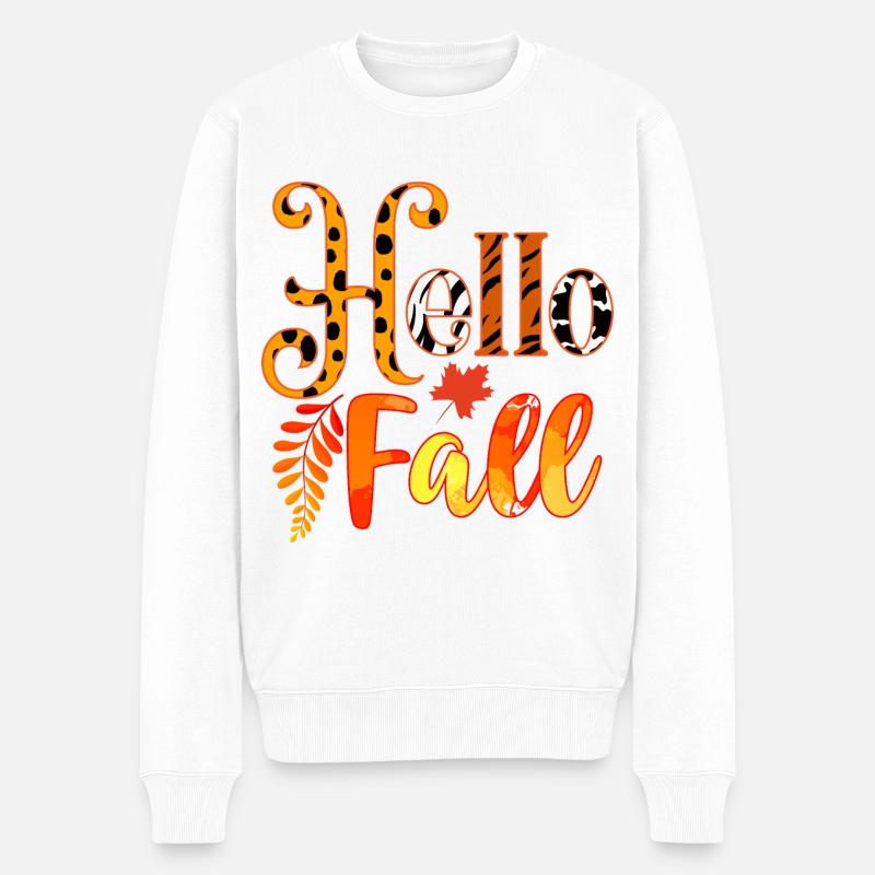 Herbst Hello Fall - Männer Premium Bio Pullover - Weiß