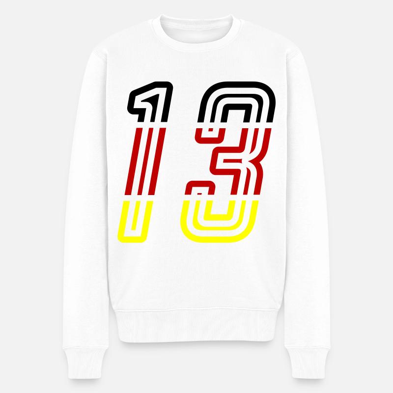 13 Symbole numérique Allemagne - Pull Premium bio Homme - blanc