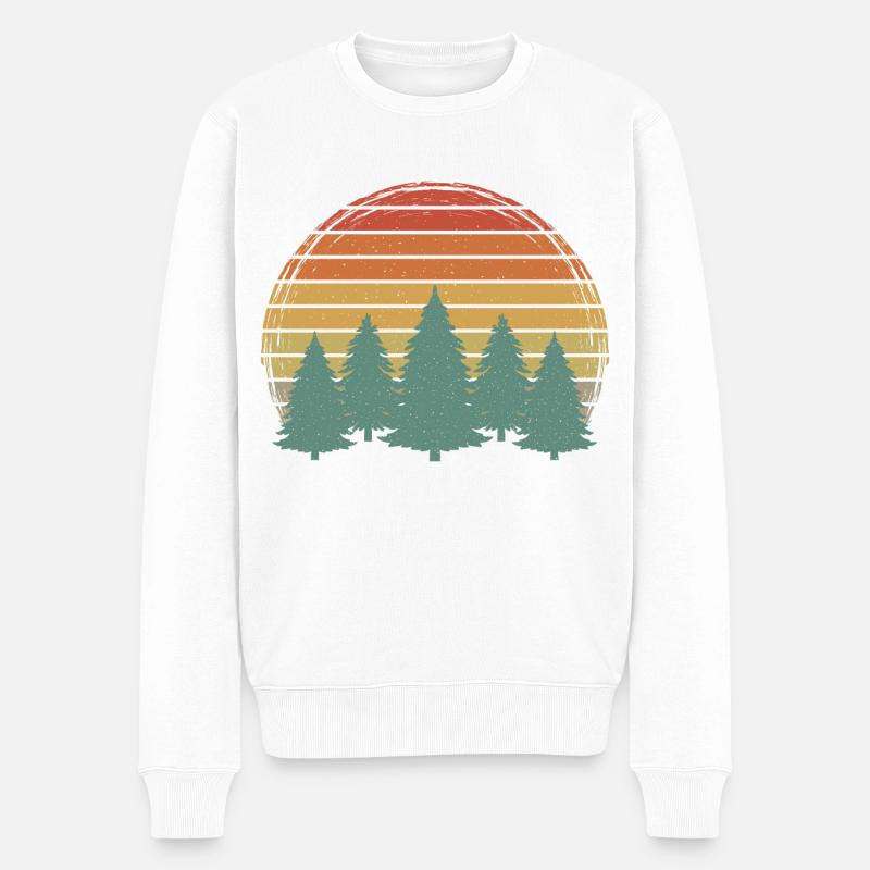 Sunset Forest Vintage Trees Grunge Tree Retro Nature - Pull Premium bio Homme - blanc