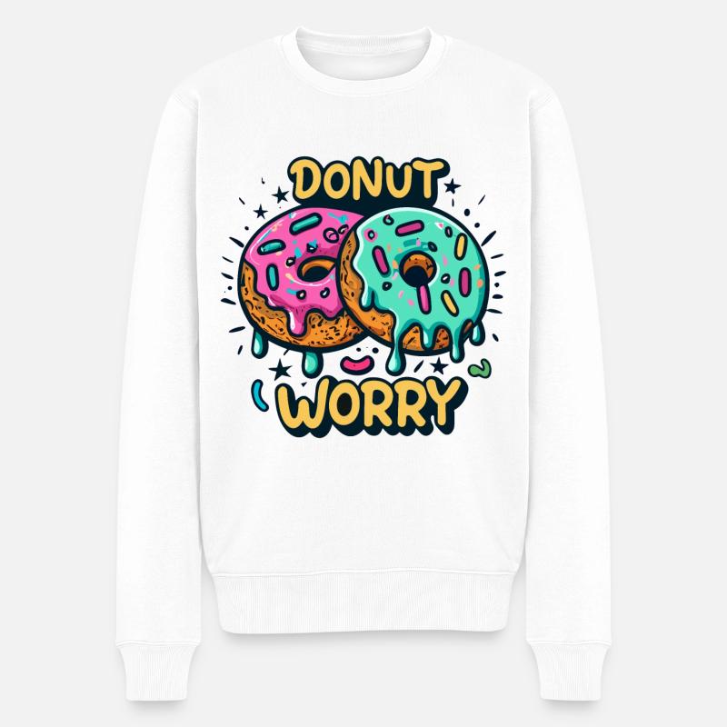 Donut worry - Männer Premium Bio Pullover - Weiß