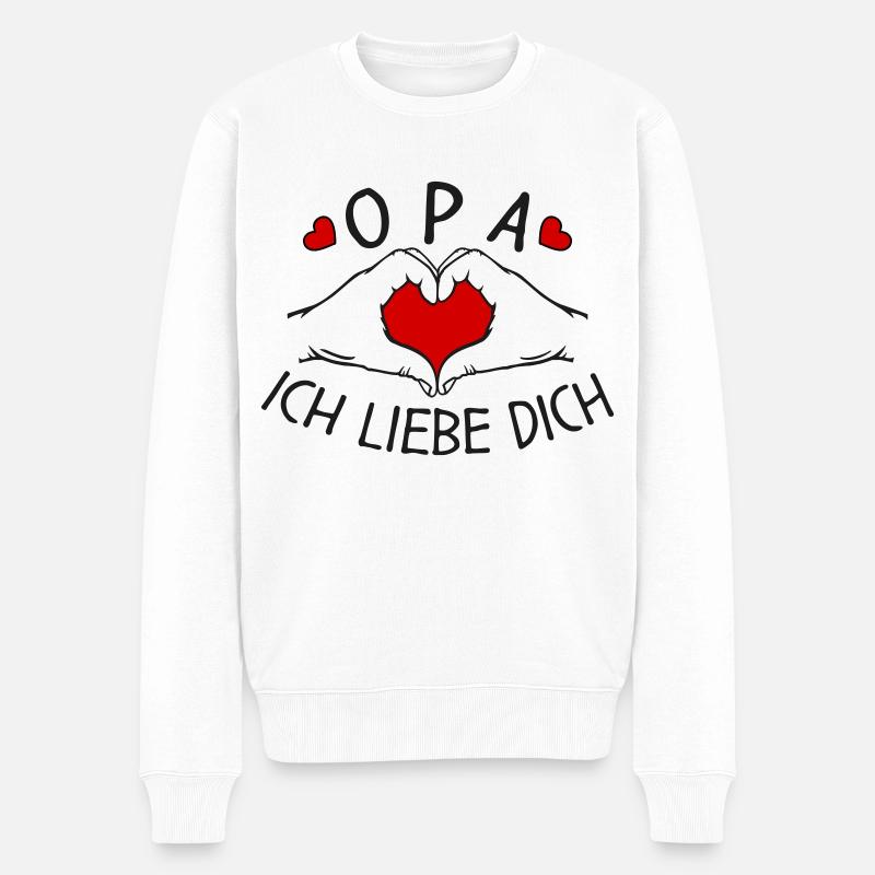 Opa ich liebe Dich - Männer Premium Bio Pullover - Weiß