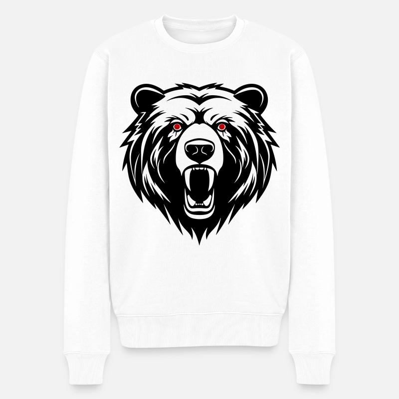 Bär Kopf - Männer Premium Bio Pullover - Weiß