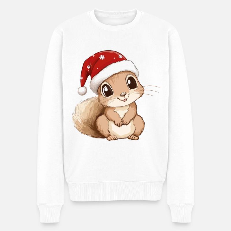 Eichhörnchen Weihnachten Süß Niedlich Xmas - Männer Premium Bio Pullover - Weiß