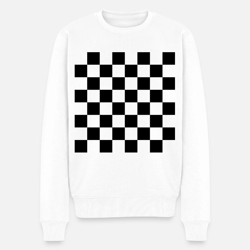 Schachbrett - Männer Premium Bio Pullover - Weiß
