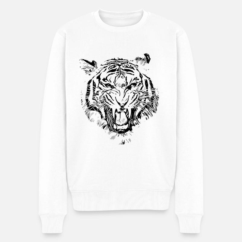 Tiger - Männer Premium Bio Pullover - Weiß