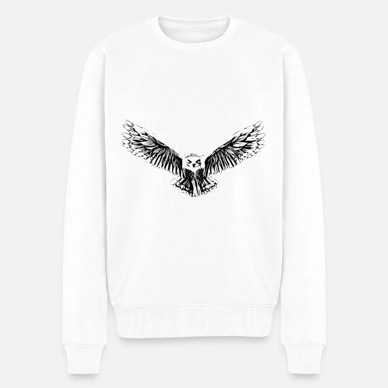 Eule - Männer Premium Bio Pullover - Weiß