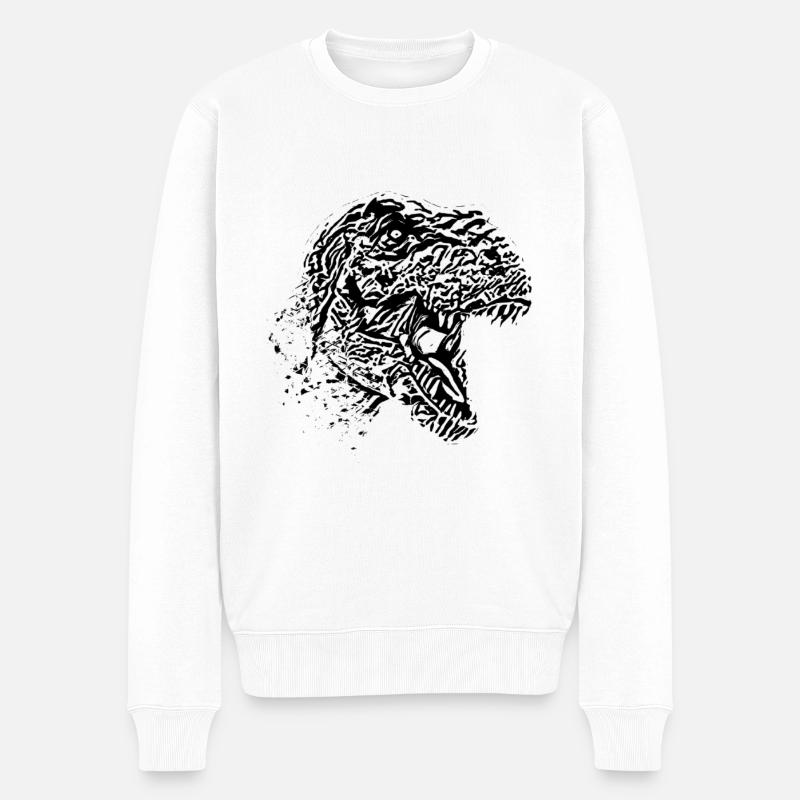 T-Rex - Männer Premium Bio Pullover - Weiß