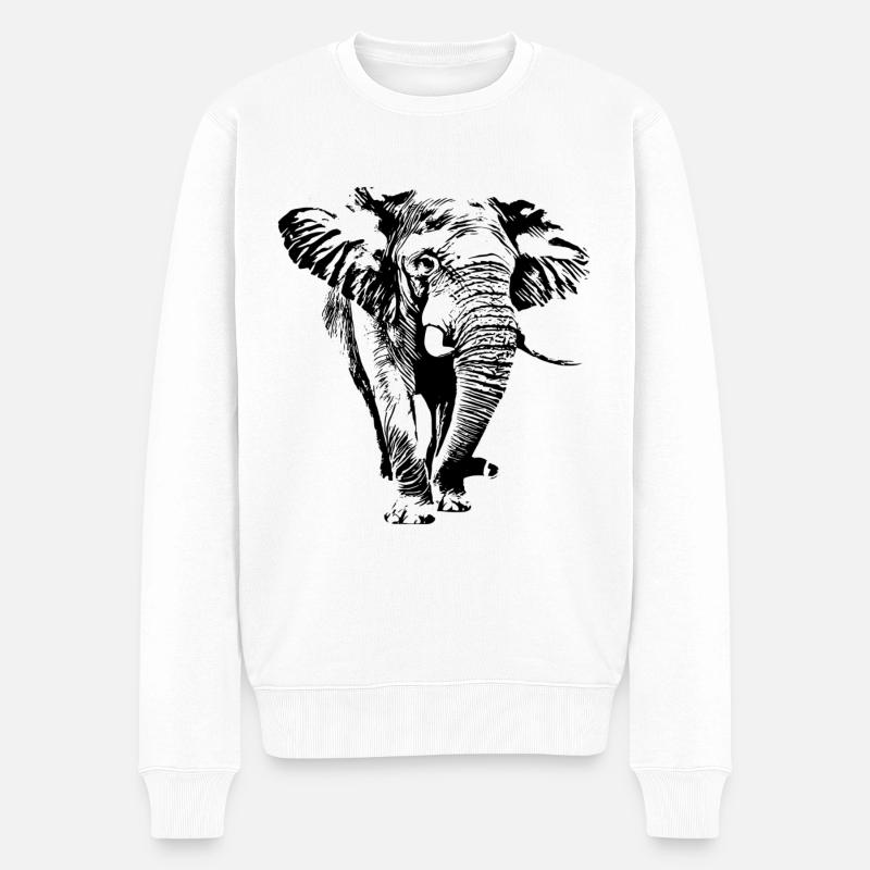 Éléphant - Pull Premium bio Homme - blanc