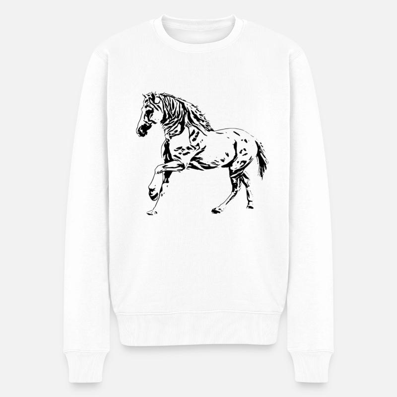 Pferd - Männer Premium Bio Pullover - Weiß