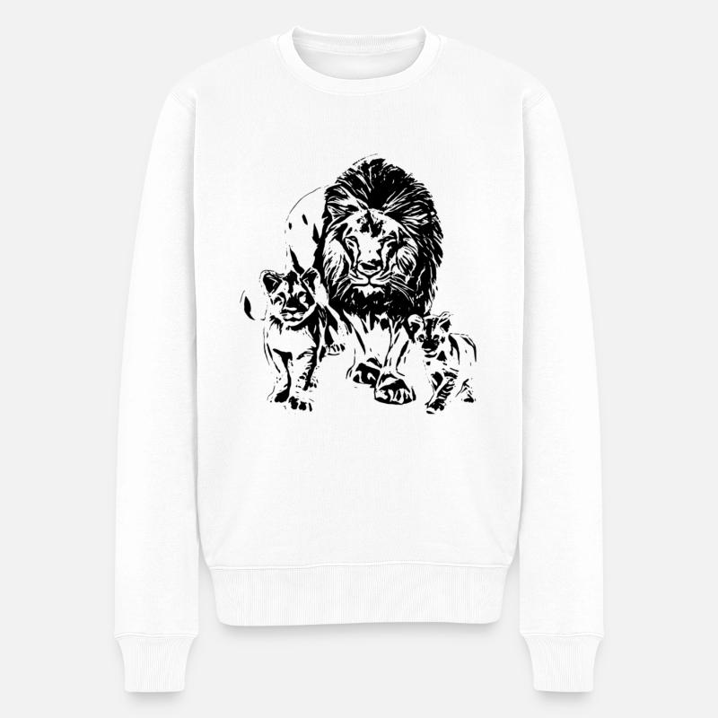 Les lions - Pull Premium bio Homme - blanc