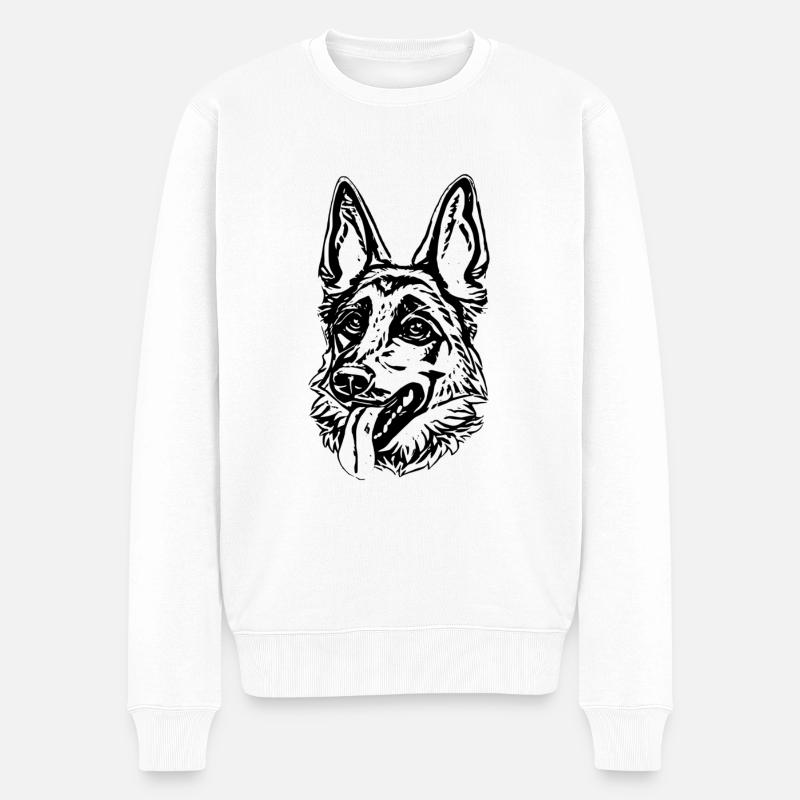 Schäferhund - Männer Premium Bio Pullover - Weiß