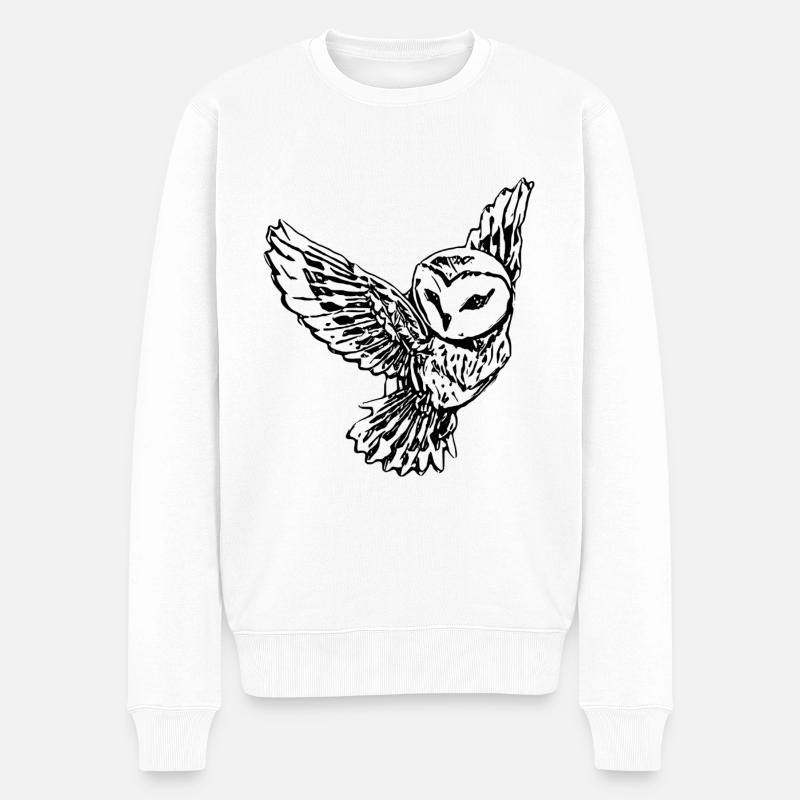 Eule - Männer Premium Bio Pullover - Weiß