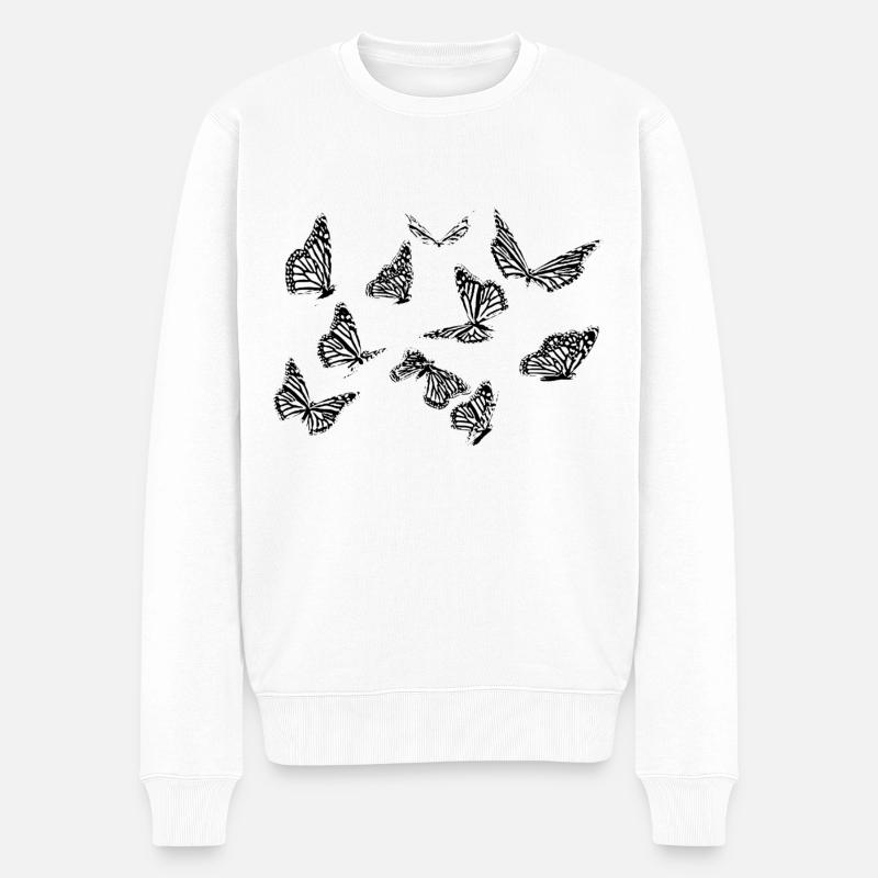 papillons - Pull Premium bio Homme - blanc