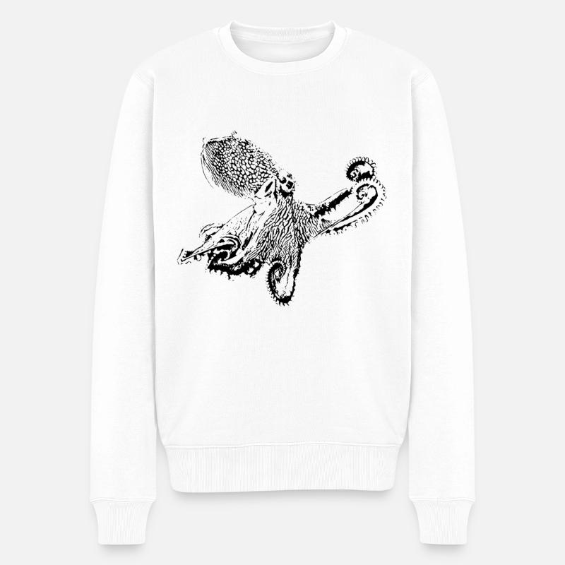 Krake - Männer Premium Bio Pullover - Weiß