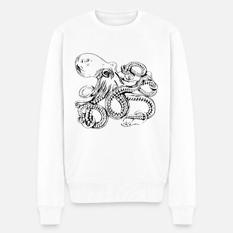 Kraken - Männer Premium Bio Pullover - Weiß