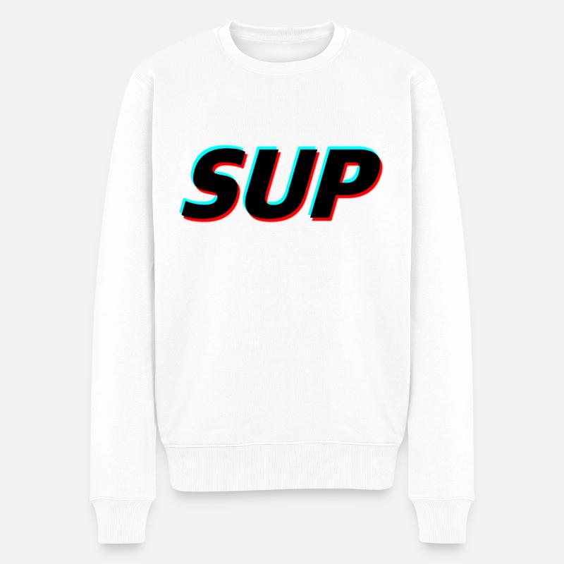 Stand up Paddling 3D Design - Männer Premium Bio Pullover - Weiß
