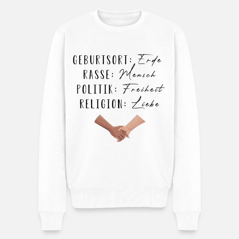 Statement gegen Rassismus | Gleichheit | Menschen - Männer Premium Bio Pullover - Weiß