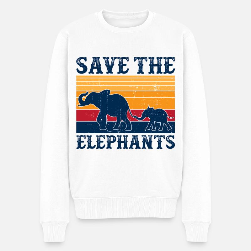 Save the elephants - Männer Premium Bio Pullover - Weiß