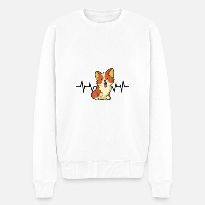 Welsh Corgi Herzschlag - Männer Premium Bio Pullover - Weiß