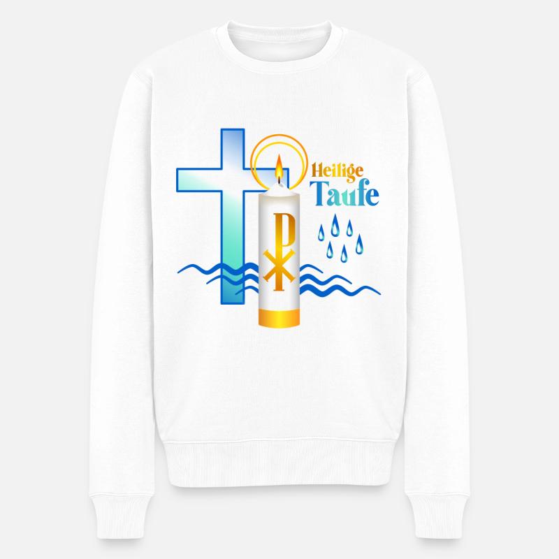 Taufe - Männer Premium Bio Pullover - Weiß