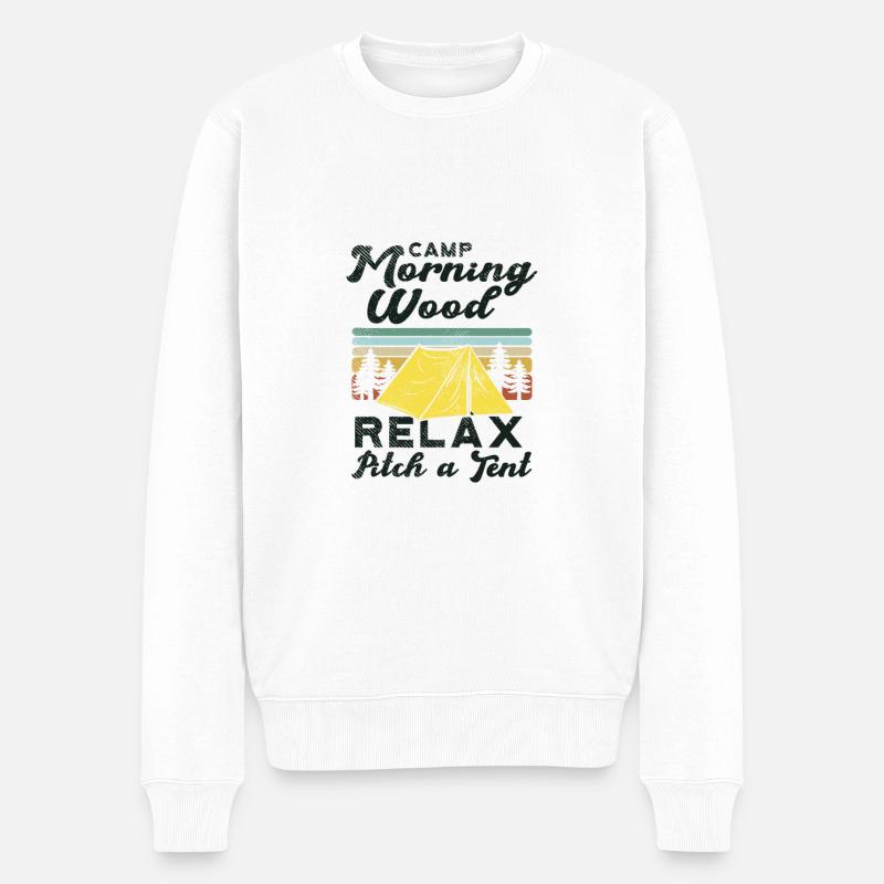 Camp Morning Wood - Männer Premium Bio Pullover - Weiß