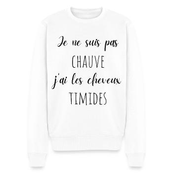 Je ne suis pas chauve j'ai les cheveux timides - Pull Premium bio Homme - blanc - Devant - Thijin (182cm)