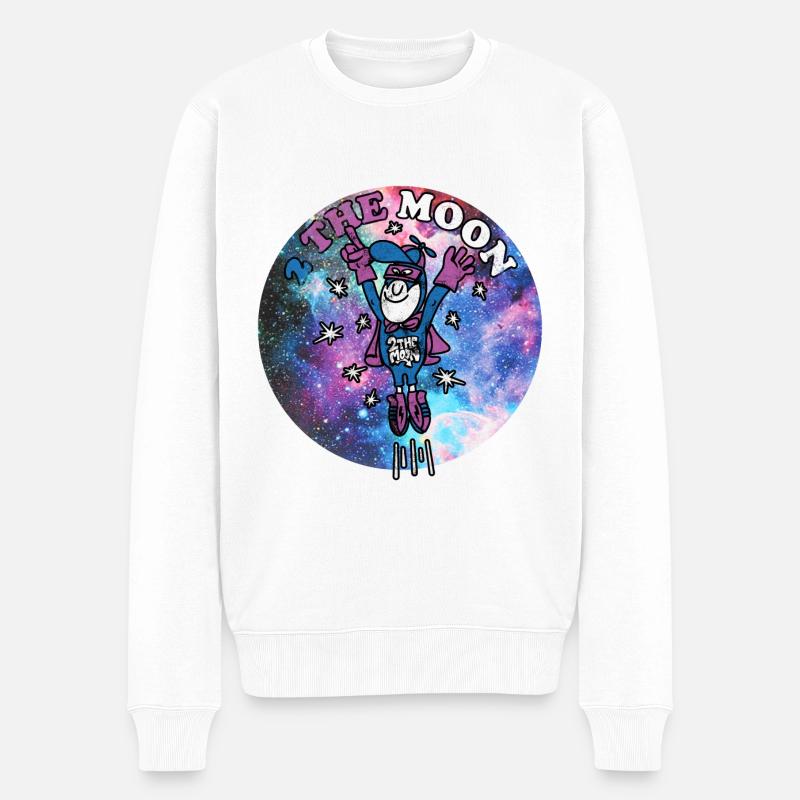 Zum Mond - Männer Premium Bio Pullover - Weiß