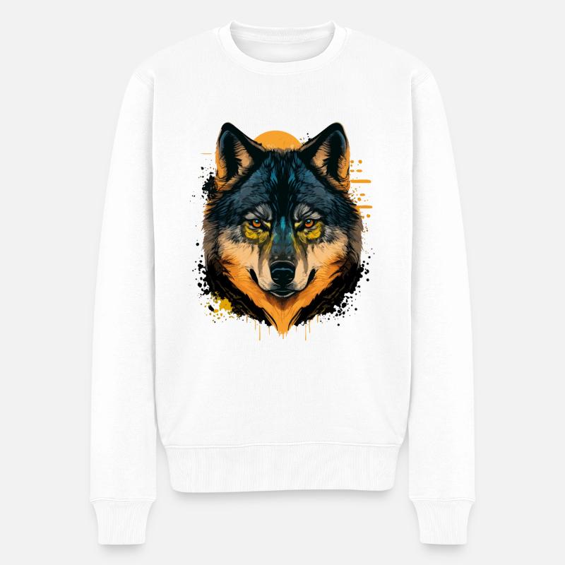 La peinture numérique Wolf comme l’anniversaire parfait - Pull Premium bio Homme - blanc