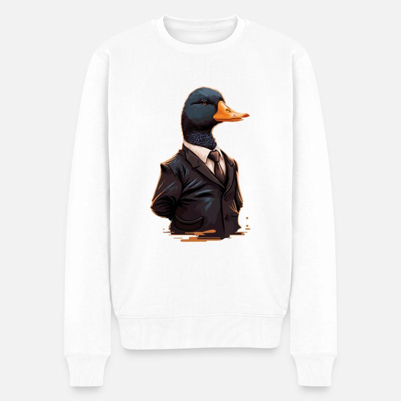 Coole Ente trägt Kleidung - Männer Premium Bio Pullover - Weiß