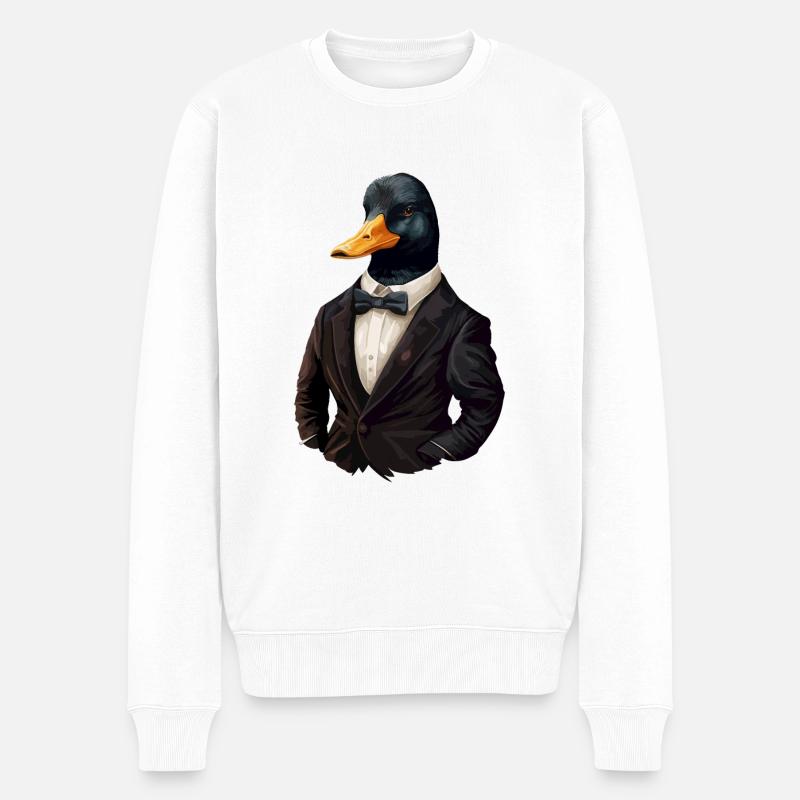 Canard avec nœud papillon - Pull Premium bio Homme - blanc