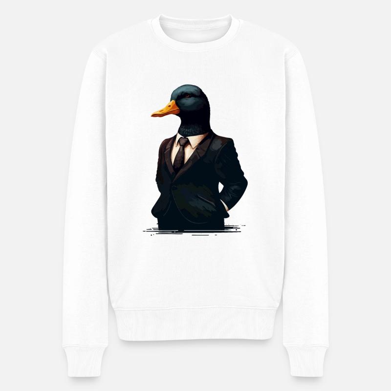 Banker-Ente - Männer Premium Bio Pullover - Weiß