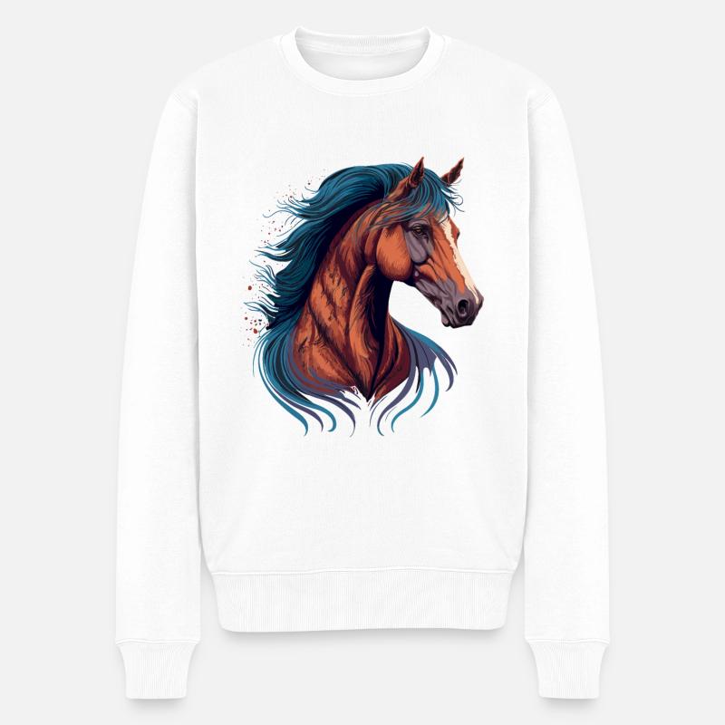 Dessin de chevaux - Pull Premium bio Homme - blanc