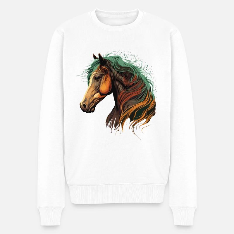 Kopf eines Ponnys - Männer Premium Bio Pullover - Weiß