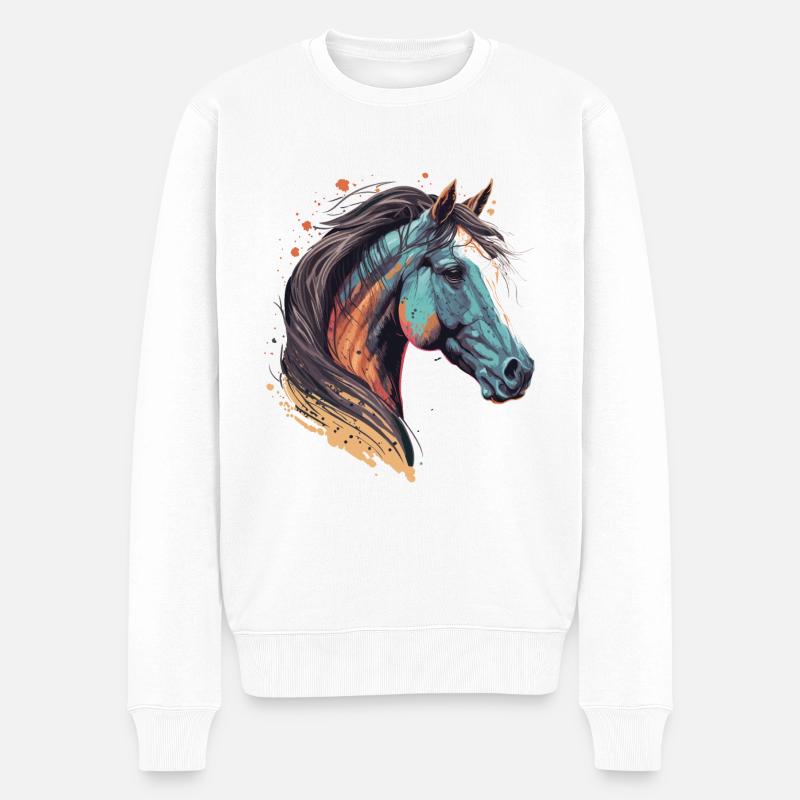 Illustration de cheval - Pull Premium bio Homme - blanc