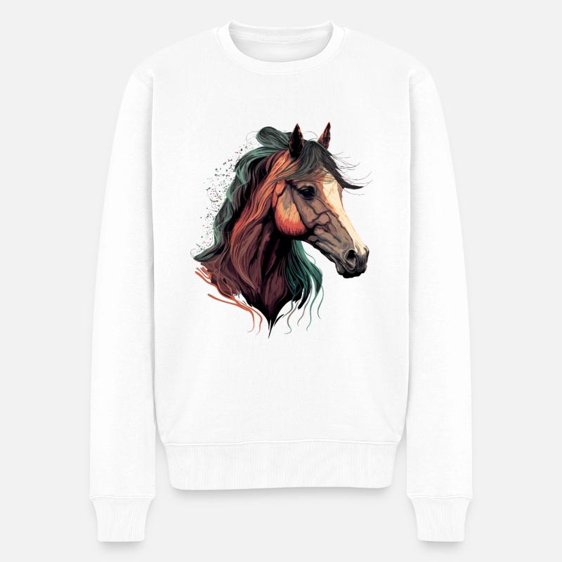 Pferdeziehen - Männer Premium Bio Pullover - Weiß