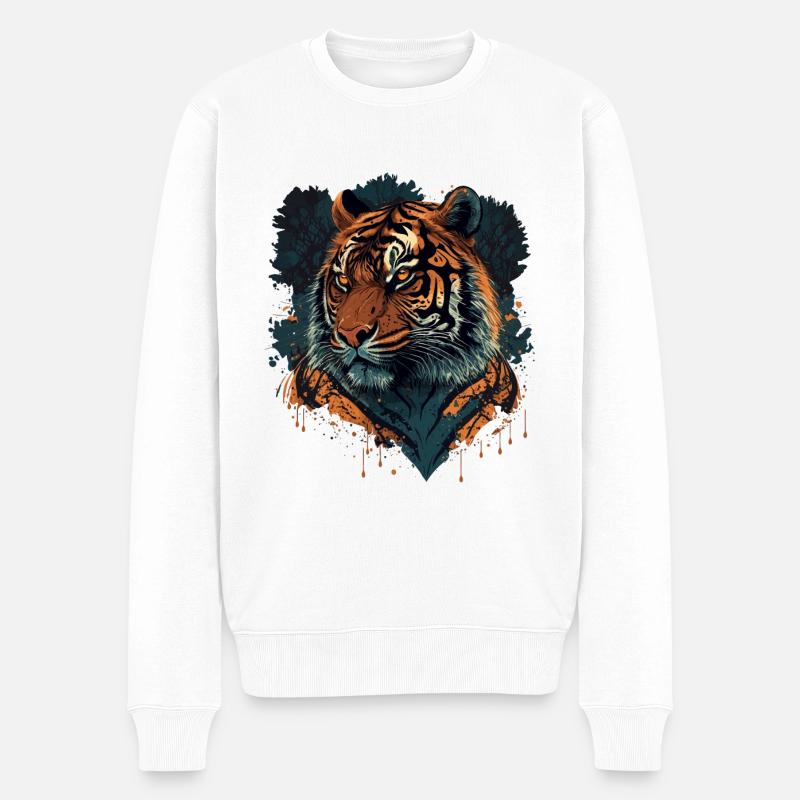 Conception de tigre plat - Pull Premium bio Homme - blanc