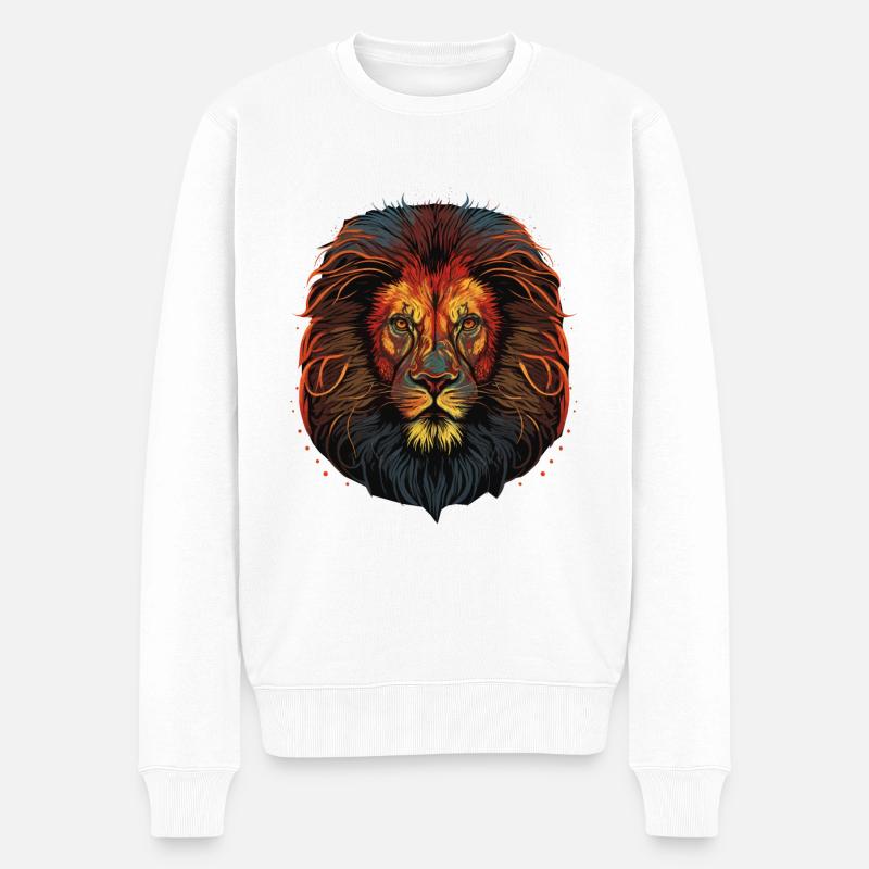 Löwengesicht - Männer Premium Bio Pullover - Weiß