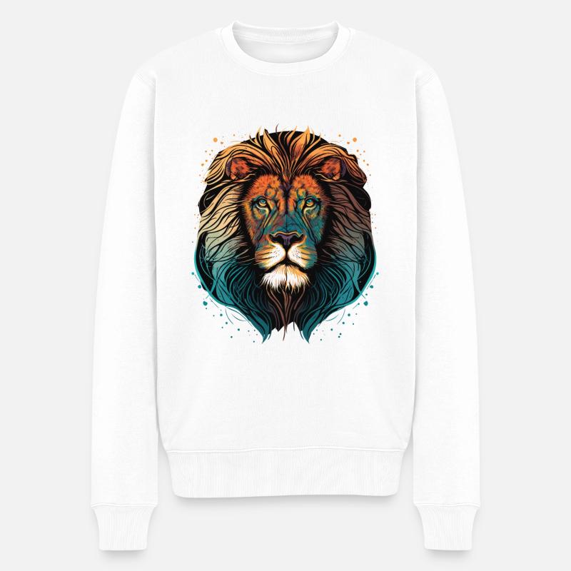 Löwenkunst - Männer Premium Bio Pullover - Weiß