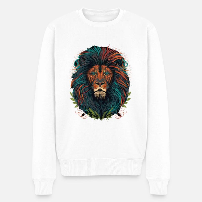 Löwenmähne - Männer Premium Bio Pullover - Weiß