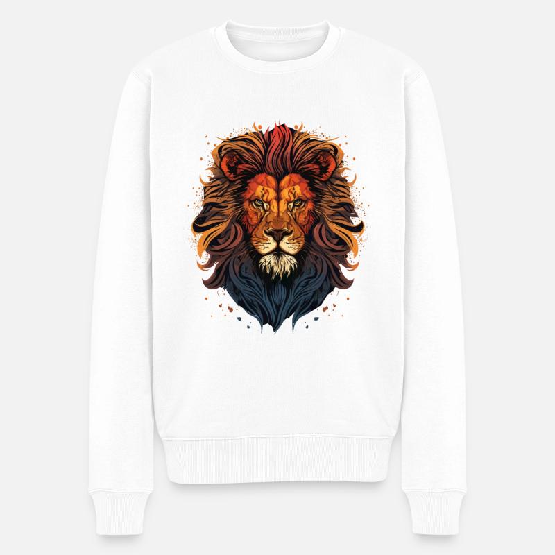 Löwenbesitzer - Männer Premium Bio Pullover - Weiß