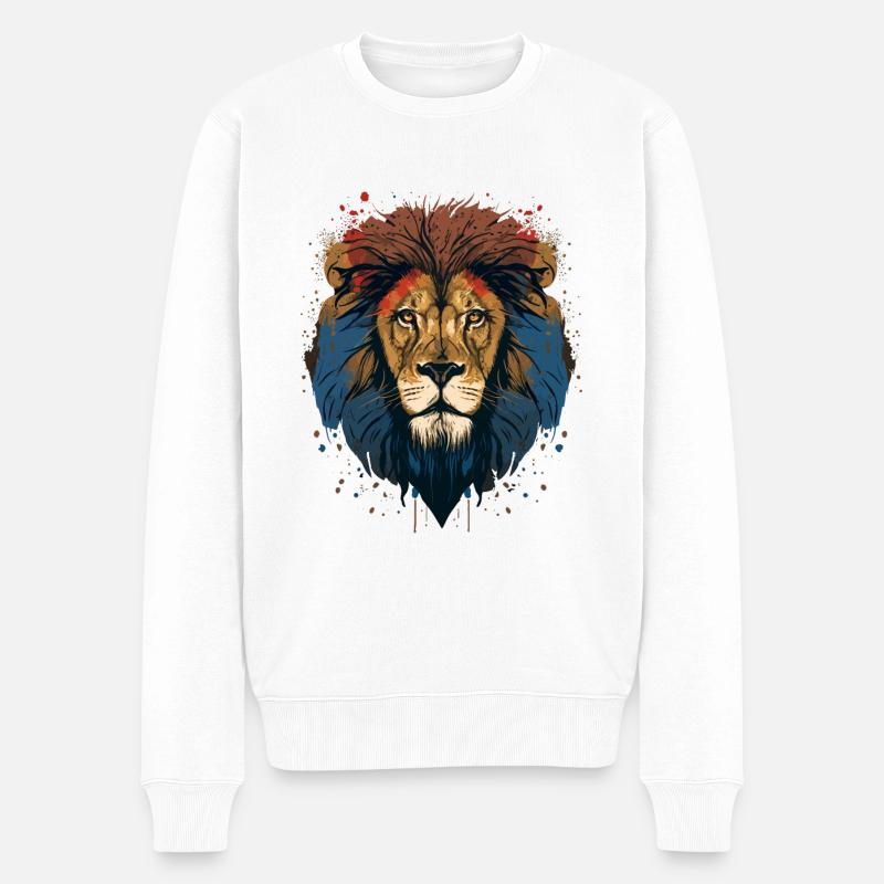 Animal Lover - Lion - Pull Premium bio Homme - blanc