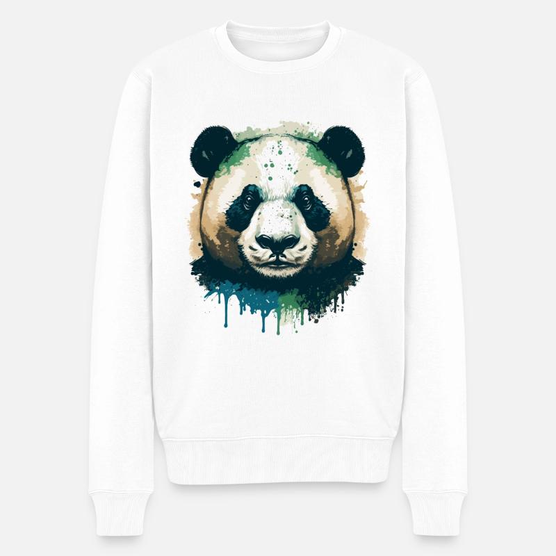 Illustration à l’encre Panda - Pull Premium bio Homme - blanc