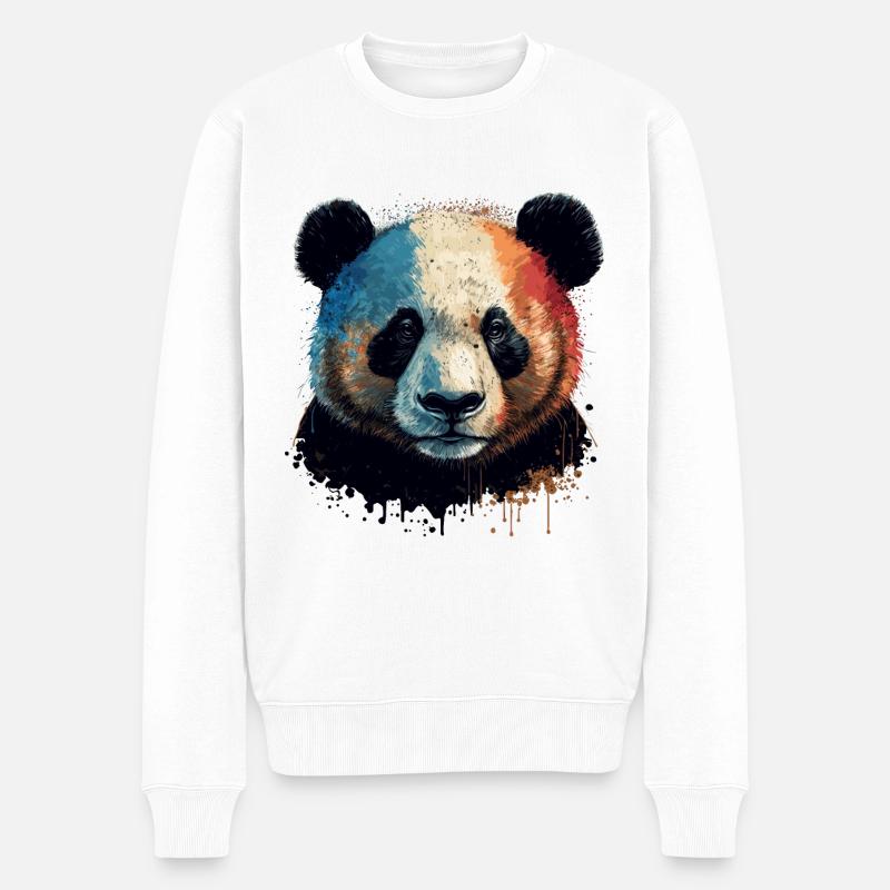 Kleiner Panda - Männer Premium Bio Pullover - Weiß