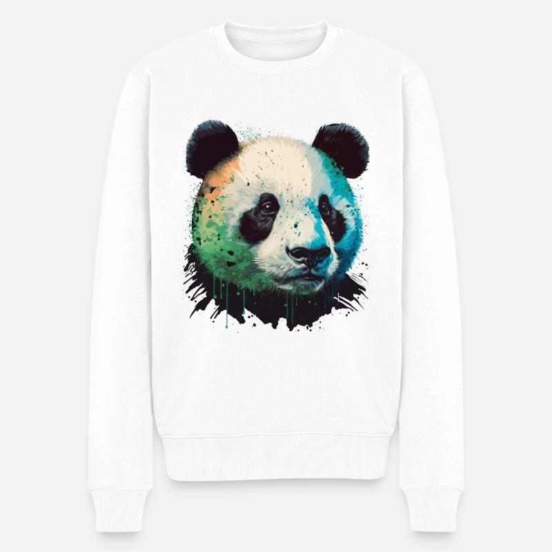 Gesicht des Pandas - Männer Premium Bio Pullover - Weiß