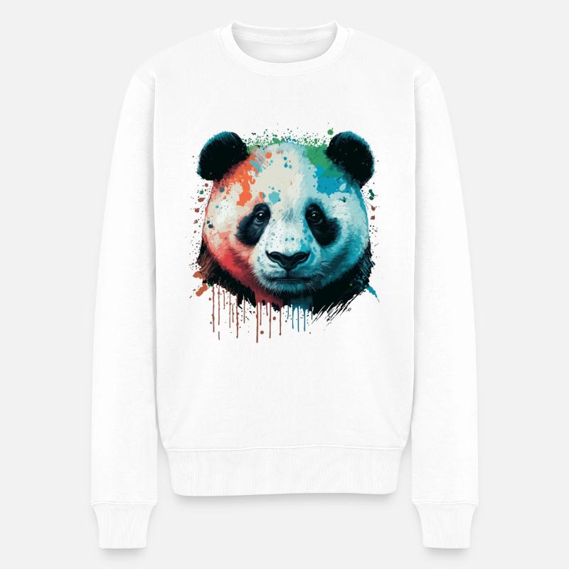 Panda Geschenk für Mädchen - Männer Premium Bio Pullover - Weiß