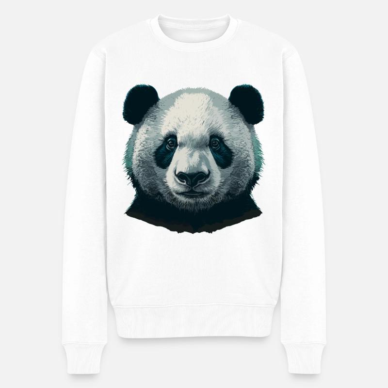 Seltsamer Panda - Männer Premium Bio Pullover - Weiß